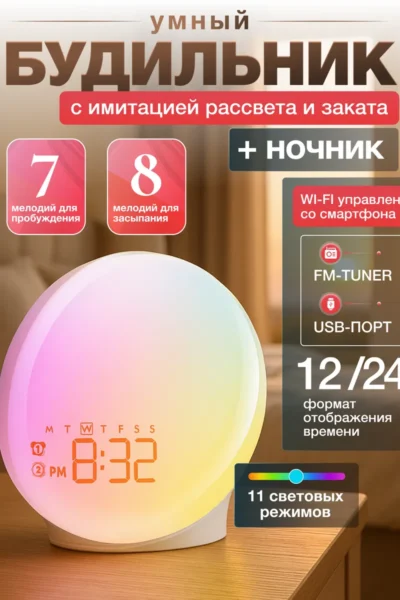 Будильник световой с имитацией рассвета